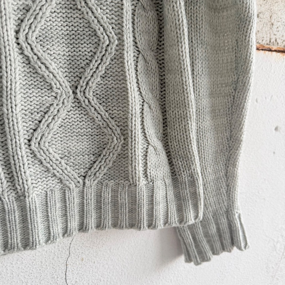 Vintage Fisherman Sweater Chunky Aran Cable Knit Cozy Pullover Gray Men M Vtg 90 - Picture 3 of 8